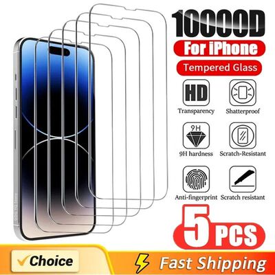 3-5Pcs Tempered Glass For iPhone 15  Plus Screen Protector For iPhone 13 Mini  MAX Protective Glass