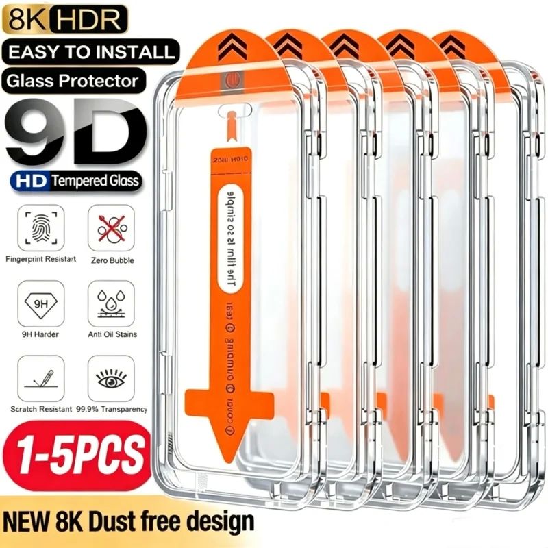 1-5Pcs Dust Free Easy Installation Screen Protector For iPho