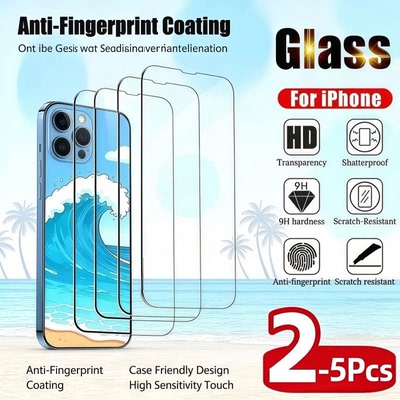 2-5PCS HD Tempered Glass For iPhone 17 16 15 13 11 12 14 Pro Max Screen Protector For iPhone XR XS
