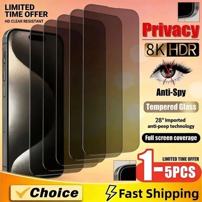 1-5Pcs Privacy Tempered Glass Screen Protector for Apple iPhone 17 16 15 14 13 12 11Mini 17Air X XR