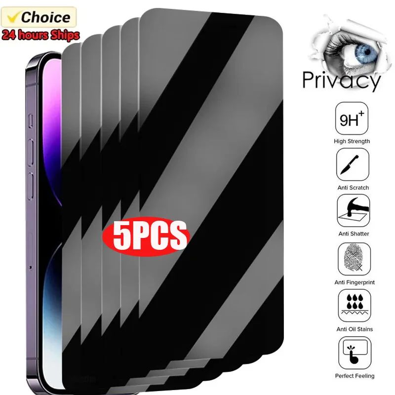 5PCS Privacy Screen Protector For iPhone 15 16 Pro Max 15 Pl