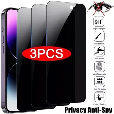 3Pcs Privacy Screen Protector For iPhone 17 16 15 14 13 11 12 Pro Max Mini Plus Glass For iPhone 16e