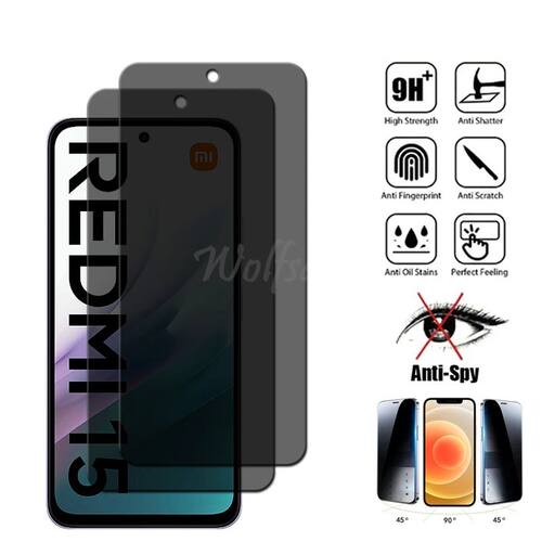 4 Pcs Anti Spy Screen Protector Glass For Xiaomi Redmi 15 Gl