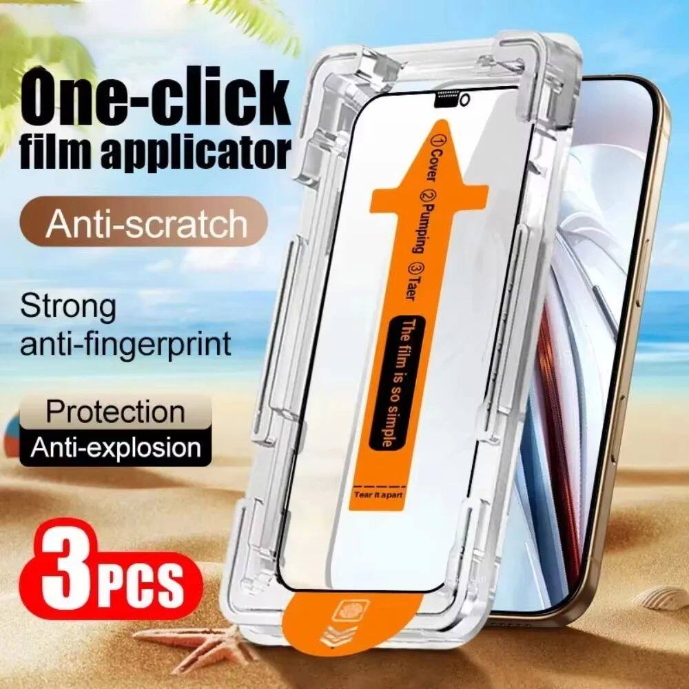 1-3PCS Easy Install Tempered Glass Screen Protector For iPho