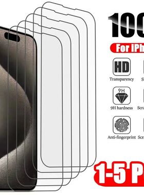 1-5Pcs Tempered Glass for iPhone 17 16 15 14 13 12 11 Pro Max Screen Protector For iPhone  XS Max Xr