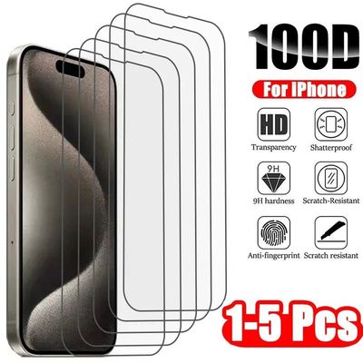 1-5Pcs Tempered Glass for iPhone 17 16 15 14 13 12 11 Pro Max Screen Protector For iPhone  XS Max Xr
