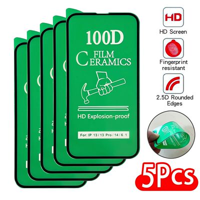 5PCS 100D Soft Protective Film Protection For iPhone 16 15 13 14 Pro Max Screen Ceramic Clear Matte
