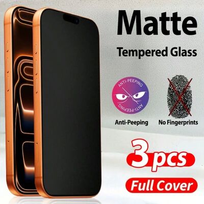 3 Pcs Matte Anti-Peeping Tempered Glass Screen Protector Com