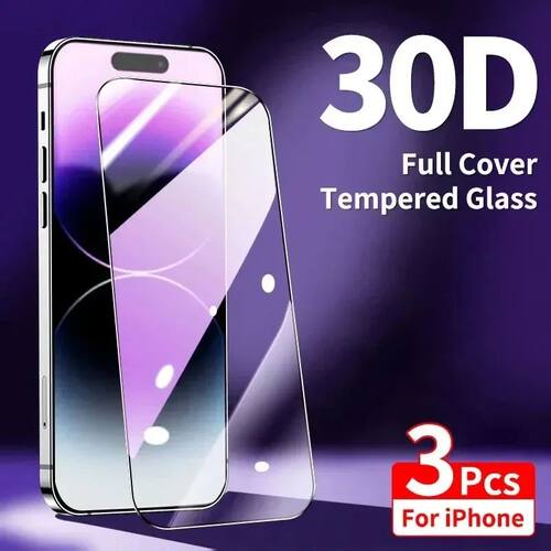 3PCS Full Cover Tempered Glass Screen Protector For iPhone 1
