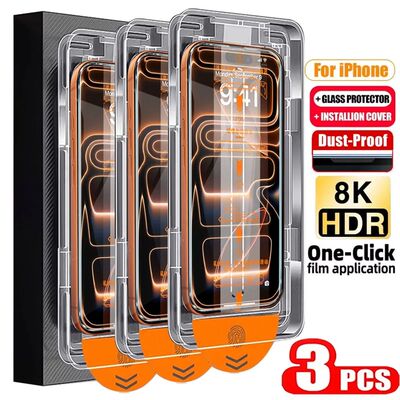 3PCS HD 8K Dust Free Screen Protector For iPhone 17 16 14 13