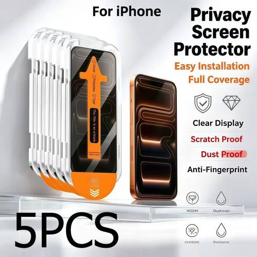 5PCS Privacy Full Screen Protector For iPhone17ProMax 13 12