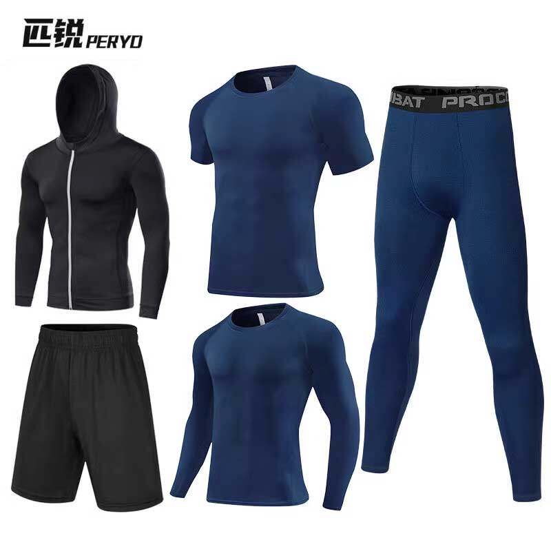 健身套装男高弹力健身服篮球跑步运动紧身衣裤速干衣训练服专业