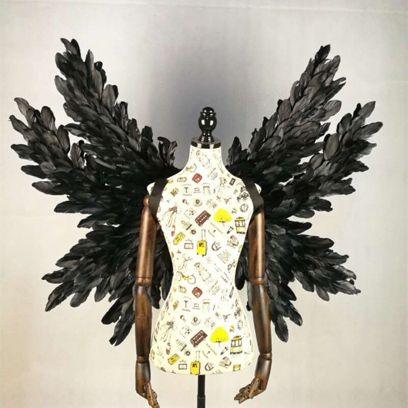 翼多美黑色维秘天使翅膀影楼拍摄飞翔翅膀模特走秀天使羽毛道具