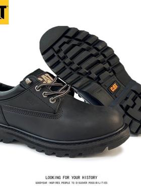 男低帮真皮CAT卡特圆头系带户外休闲大黄靴工装鞋马丁靴耐磨防滑