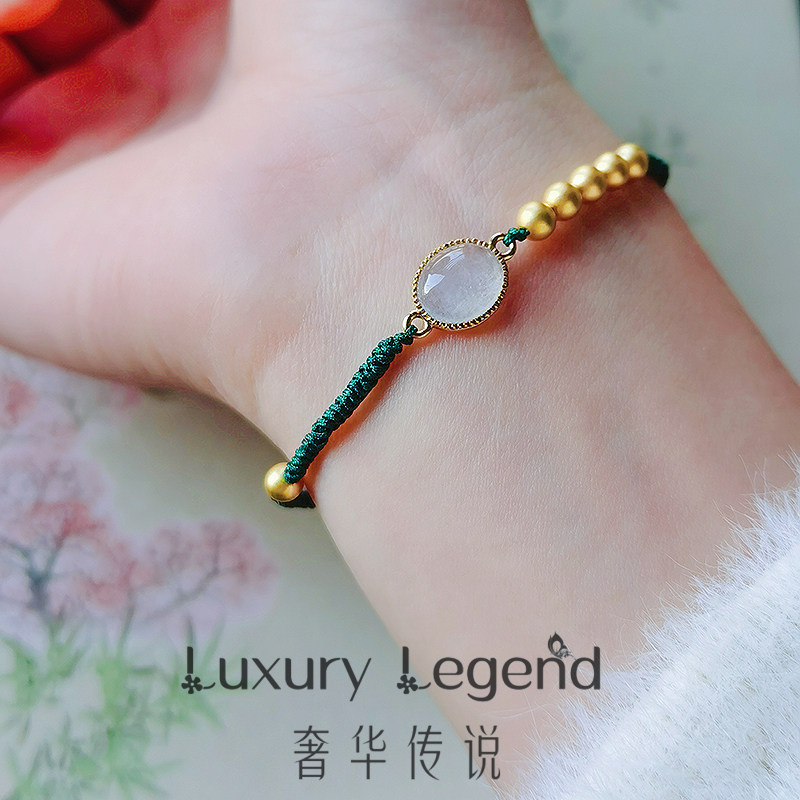 奢华传说 花溪影 悦己系列金镶玉手链个性编织多彩蛋面手串女礼物