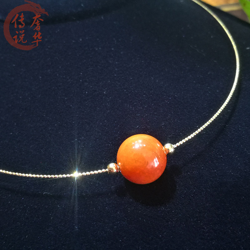 奢华传说珠宝 悦己系列 天然a货翡翠18k金镶玉项链红翡时尚金项圈