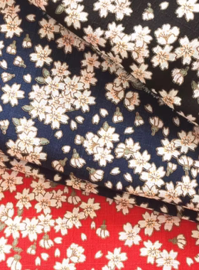 进口全棉纯印花布竹节棉连衣裙