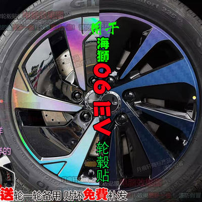 海狮06 EV改装饰轮毂贴纸配件碳纤维车贴熏黑化划痕修复改色用品