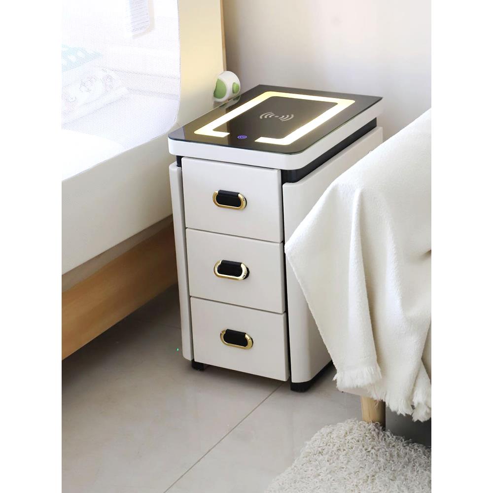 米悦家用智能床头柜小户型创意轻奢实木迷你床边柜简约现代2025新