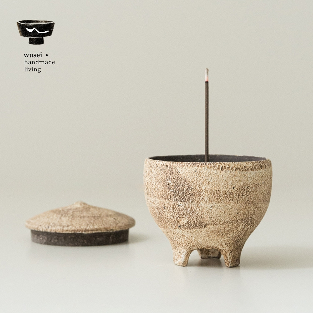 闻说WUSEI复古石纹三足线香炉