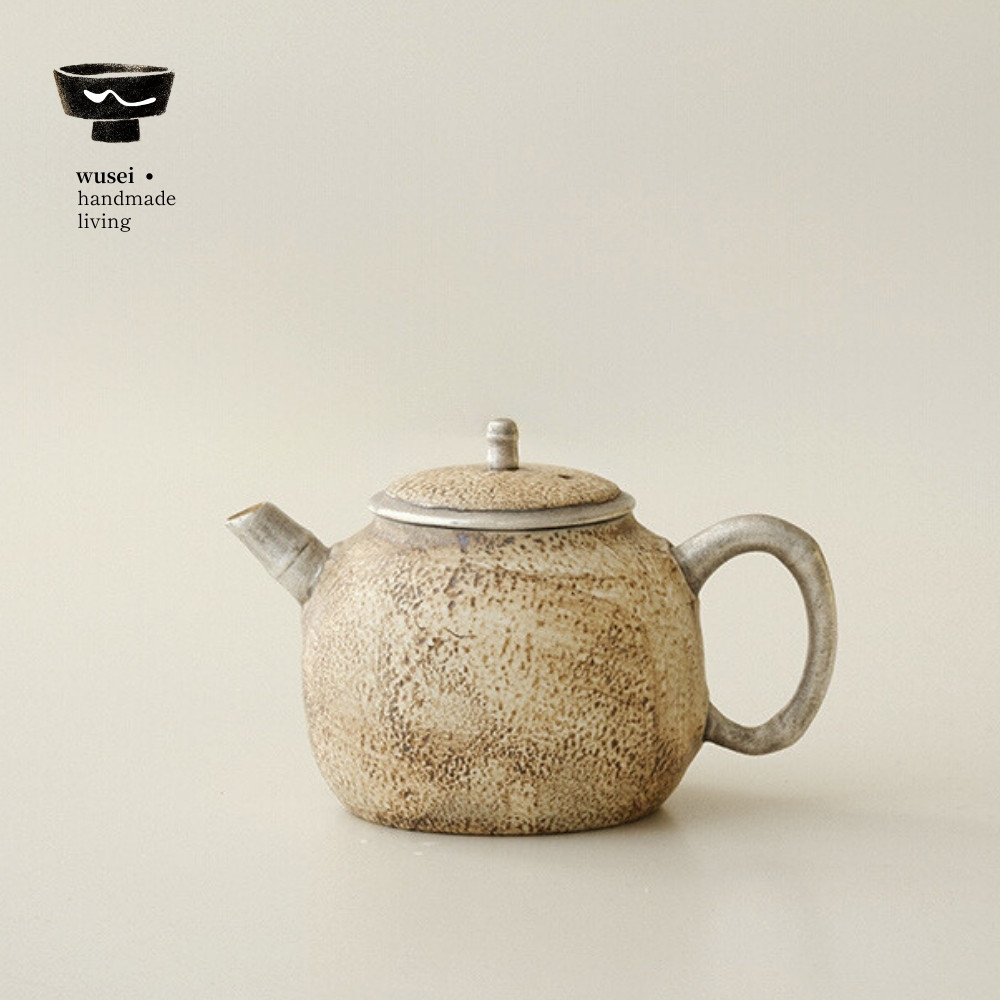 闻说WUSEI石纹粉引鎏银竹柄壶