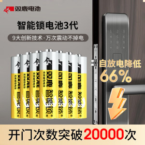 双鹿密码锁指纹锁3代升级款5号智能门锁电子锁专用电池LR6碱性家用防盗门智能锁1.5V电池儿童玩具指纹锁专用