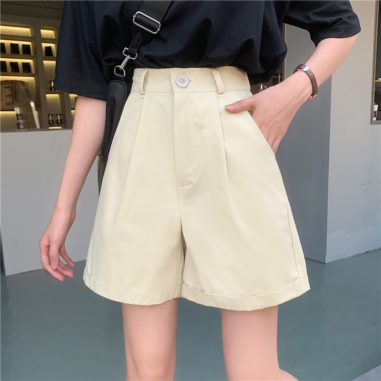Real price 2021 new Korean elastic waist leisure wide leg shorts for women