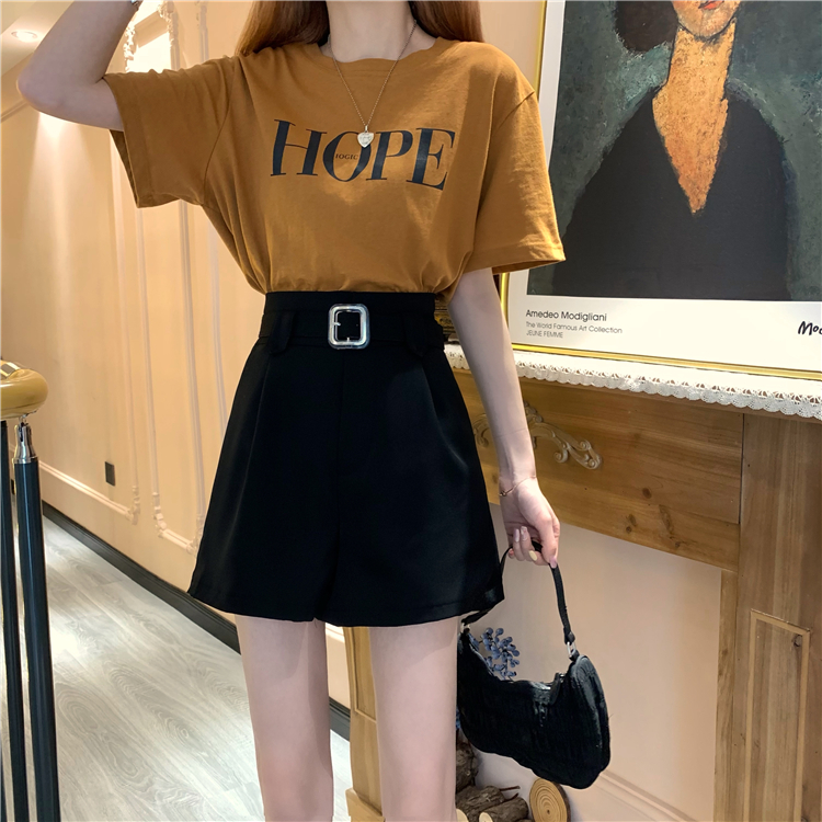 Real price 2021 new versatile high waist slim casual suit shorts women's belt