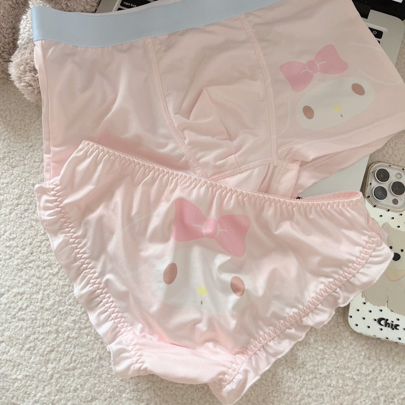 Q萌美蒂～日系卡通印花可爱情侣同款内裤粉色牛奶丝一男一女新款,女士内衣/男士内衣/家居服,女三角裤,淘宝优惠券,粉丝福利购,淘宝优惠卷