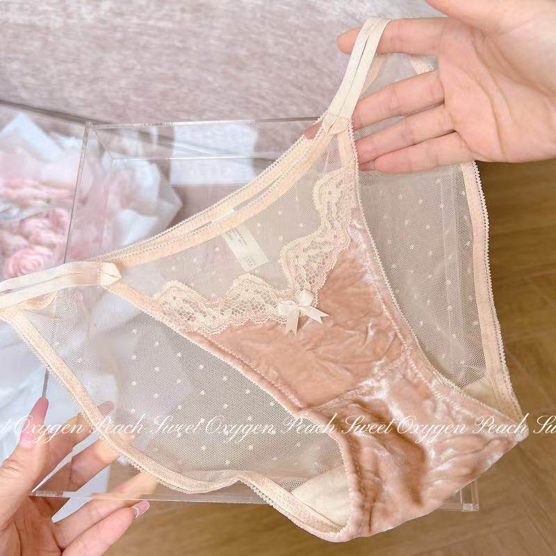 温柔撩欲～法式丝绒拼蕾丝网纱纯欲高开衩性感内裤少女三角裤新款,女士内衣/男士内衣/家居服,女三角裤,淘宝优惠券,粉丝福利购,淘宝优惠卷