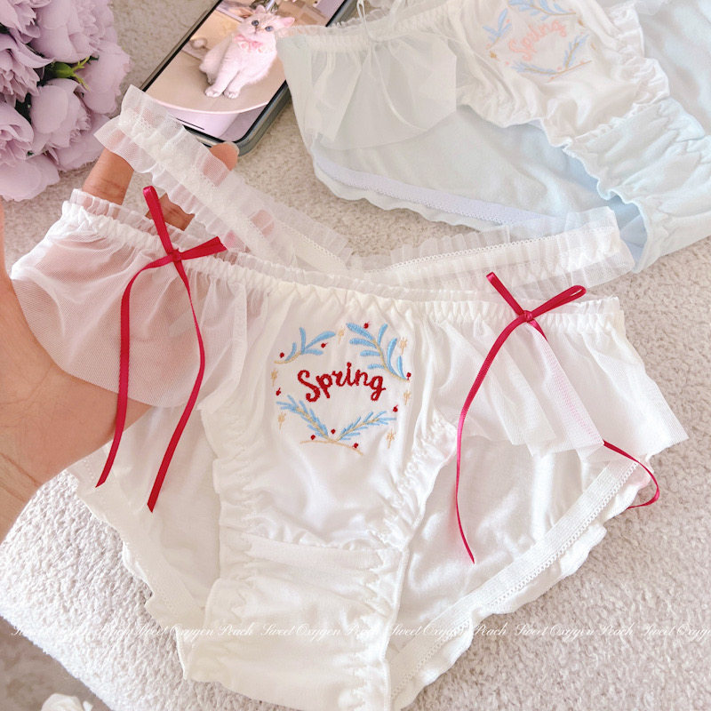 森田春恋～日系少女纯欲甜美纯棉拼缎面蕾丝腰带透气三角内裤抗菌,女士内衣/男士内衣/家居服,女三角裤,淘宝优惠券,粉丝福利购,淘宝优惠卷