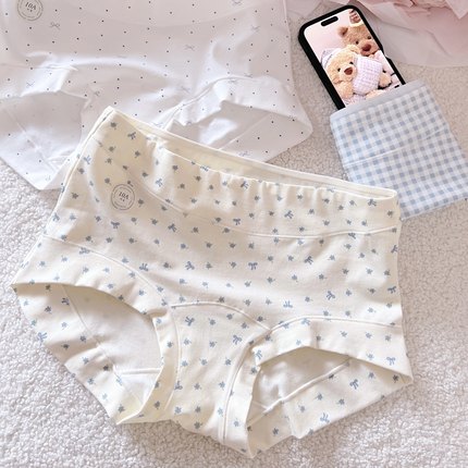 棉糖奶芙～纯棉全裤10A类抑菌少女内裤加长裆平角四角不夹裆高腰