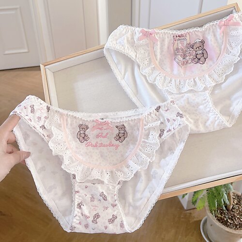 Cute bear~甜妹洛丽塔蕾丝花边蛋糕复古少女纯棉内裤可爱包臀低腰