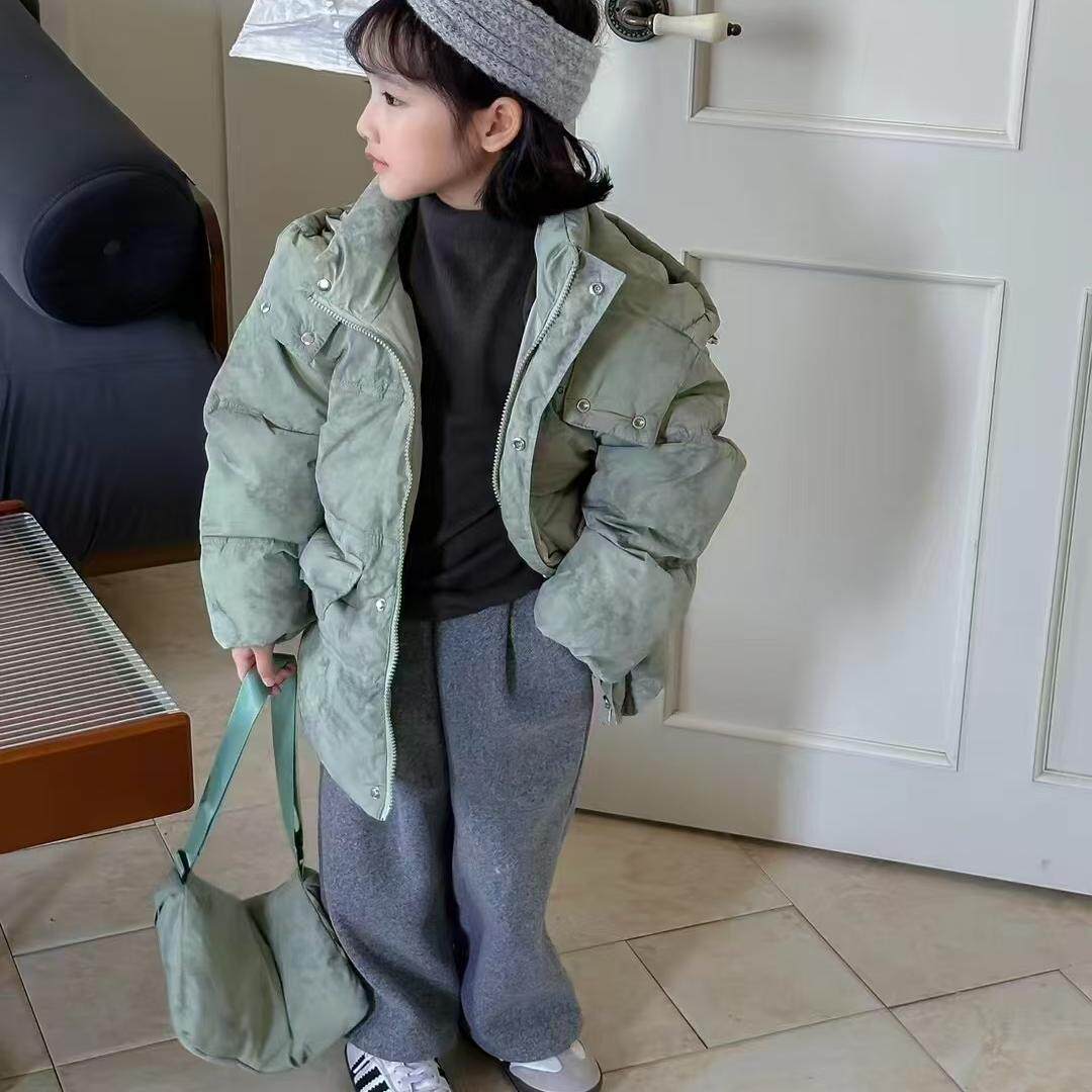 2024冬季新款儿童加厚羽绒服男童连帽棉服时尚女童带包中长款外套