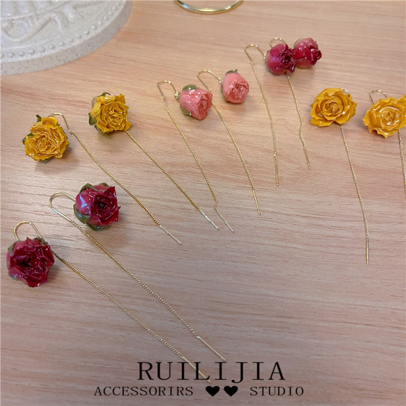 原创鲜花耳线女轻奢高级感流苏耳链耳环2022年新款潮干花耳钉耳饰,饰品/流行首饰/时尚饰品新,耳环,淘宝优惠券,粉丝福利购,淘宝优惠卷