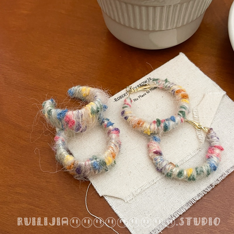 原创设计女毛线耳环冬款