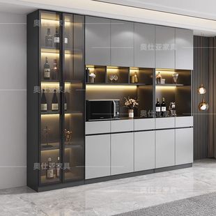 酒柜餐边柜现代简约储物柜家用客厅酒架靠墙一体高柜轻奢风展示柜