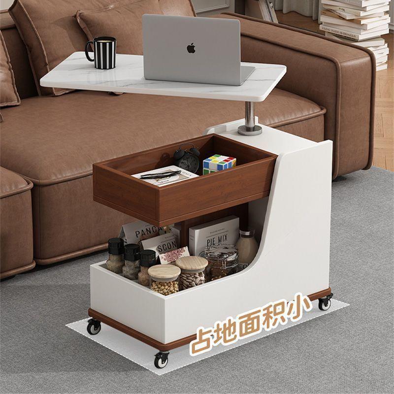 岩板升降茶几桌小户型边几客厅家用移动角桌角柜万向