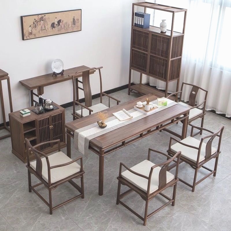 老榆木茶桌椅组合新中式实木茶台简约现代禅意桌椅家具现代煮茶桌