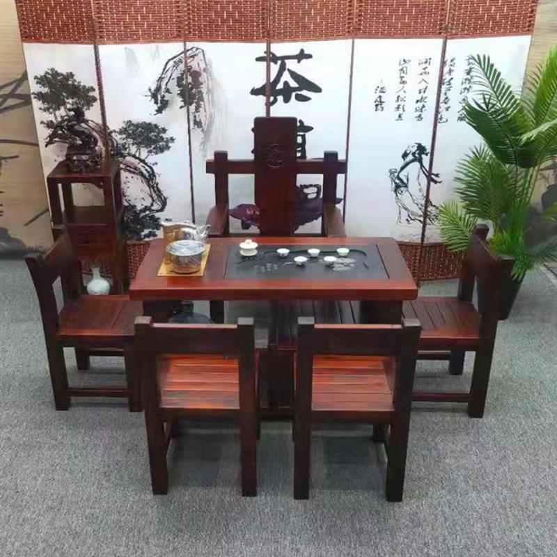 老船木茶桌椅阳台小茶桌古典置物架茶桌多功能泡茶桌船木茶台