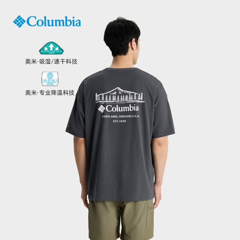 哥伦比亚25春夏新品男子运动T恤