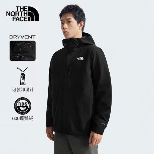 羽绒内胆三合一冲锋衣北面防水