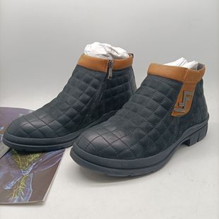 撤柜尾货男鞋真皮男高帮毛里休闲男棉鞋秋冬款侧拉链保暖防滑皮鞋