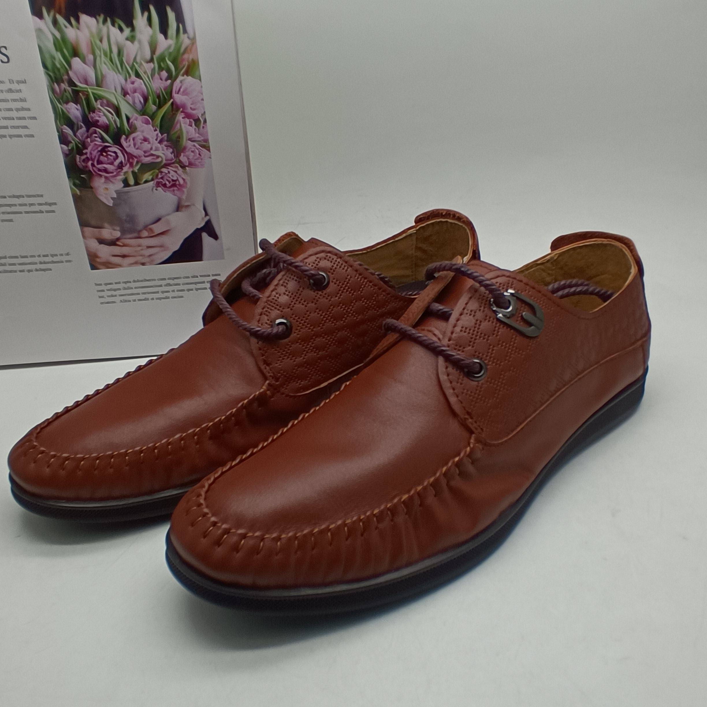 断码处理真皮男鞋头层牛皮春秋透气软皮居家棕色百搭休闲皮鞋42码