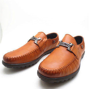 欢腾男鞋春秋透气休闲日常圆头橡胶平底头层牛皮舒适潮流男皮鞋