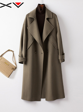 BXV双面羊绒大衣女中长款2025冬季廓形双面呢100%澳洲羊毛呢外套