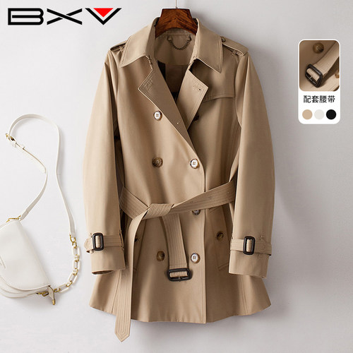 BXV英伦复古短款系带风衣