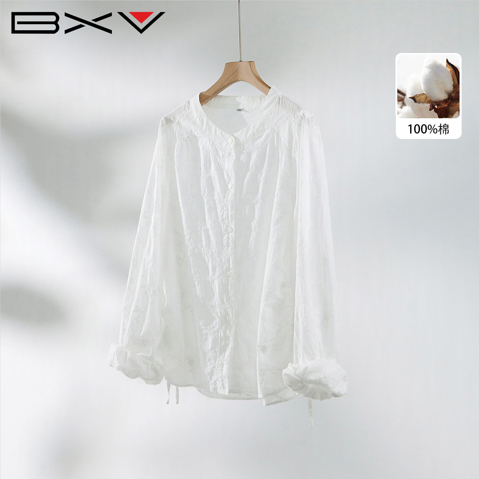 BXV法式温柔白灯笼袖显瘦衬衫