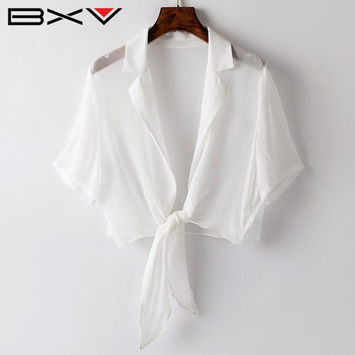 BXV蝴蝶结桑蚕丝薄款开衫女