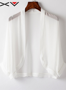 BXV白色桑蚕丝开衫女短款2026夏新款薄外套真丝披肩防晒服罩衫潮